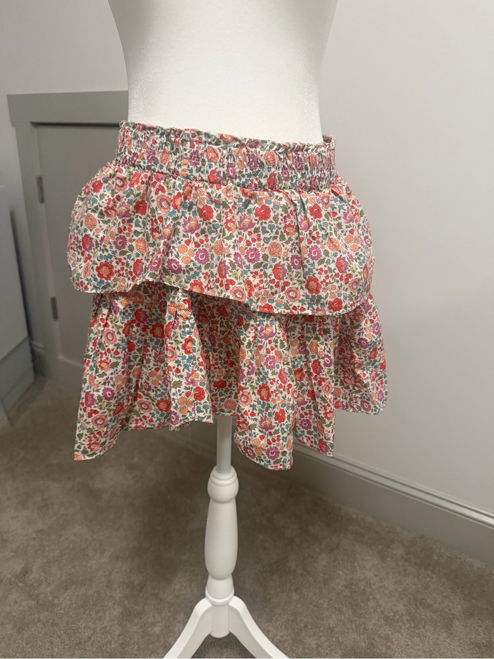 LoveShackFancy x Liberty Fabric Ruffle Tiered Mini Skirt Floral Size Small